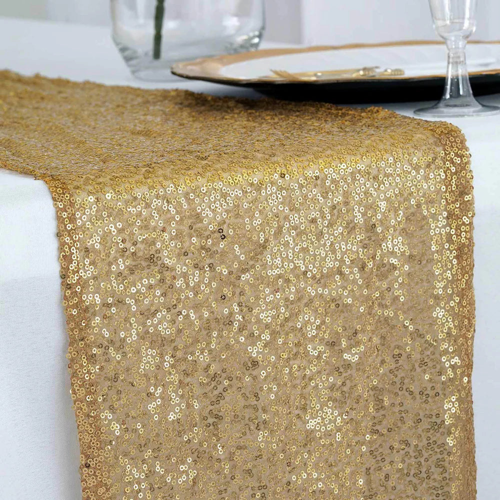 108" Sequin Table Runner - Gold (Rental)