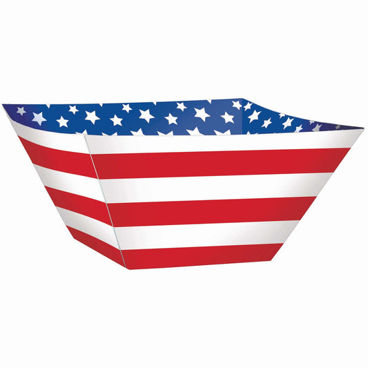 Red, White And Blue Paper Square Bowls - 3 pack