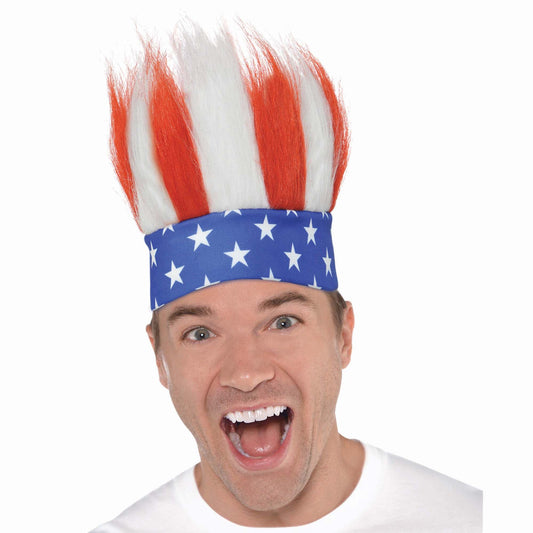 Red, White And Blue Crazy Hair Headband