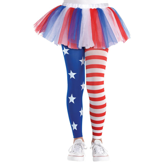 Red White And Blue Footless Tights - Child