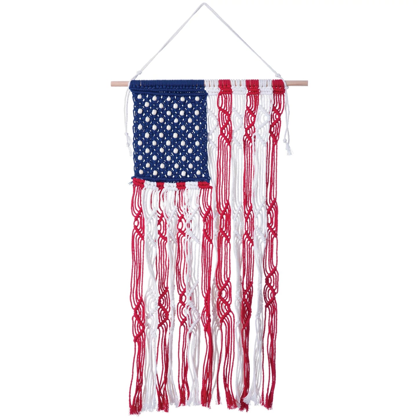 Patriotic Rope Macrame Flag Wall Hanging