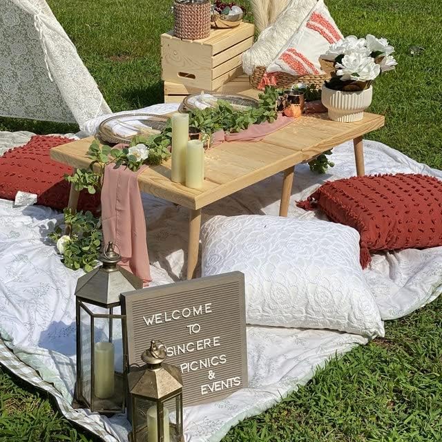 Boho Wooden Picnic Table (Rental) – Smart Soirée