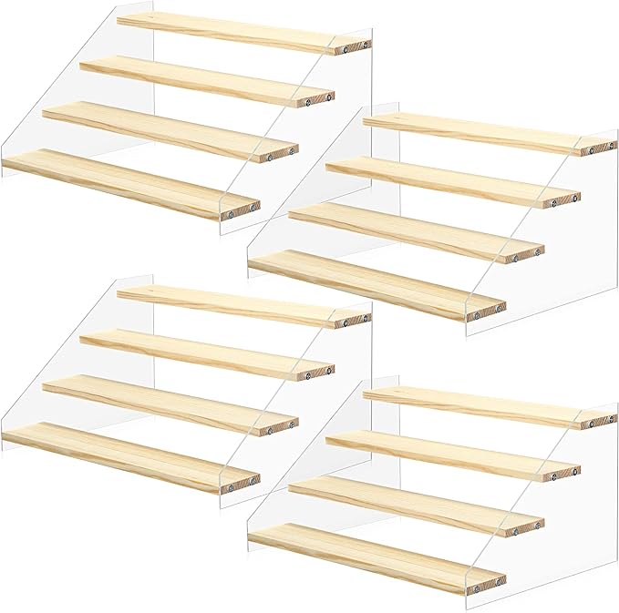 4 Tier Acrylic Wooden Display Stand
