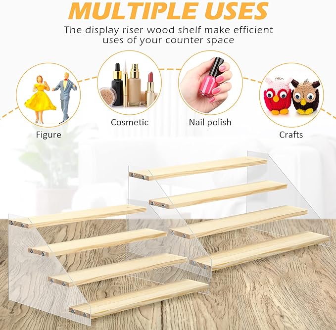 4 Tier Acrylic Wooden Display Stand