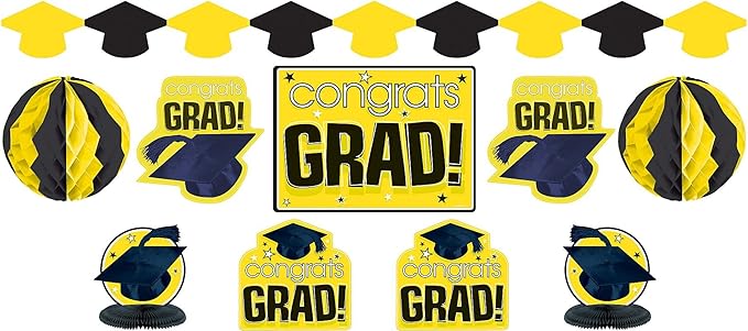 "Congrats Grad" Grad Room Decorating Kit - Yellow