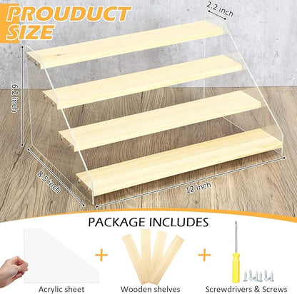 4 Tier Acrylic Wooden Display Stand