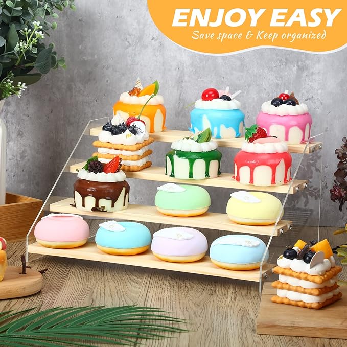 4 Tier Acrylic Wooden Display Stand