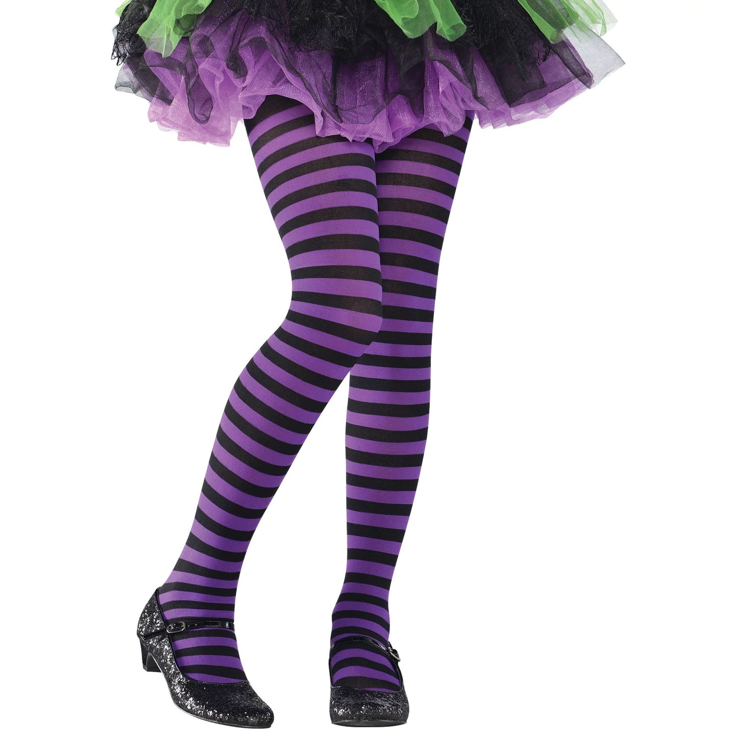 Purple/Black Striped Tights - Child S/M