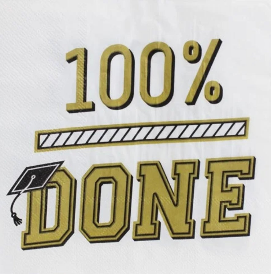 100% Done Grad Lunch Napkins - 16 pack