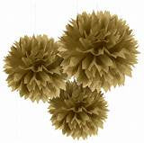 Gold Tissue Pom Poms (3)