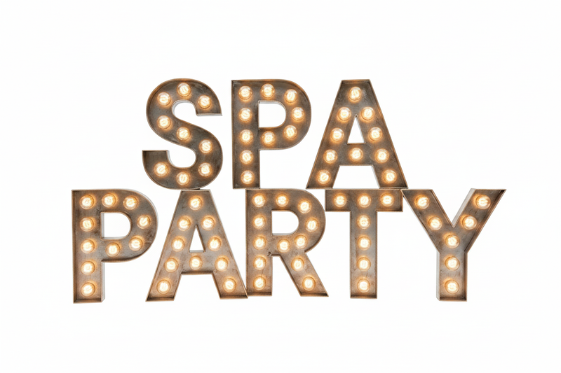 Spa Party Marquee Letters White Background