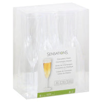 Plastic Stem Champagne Glasses (8) - Clear
