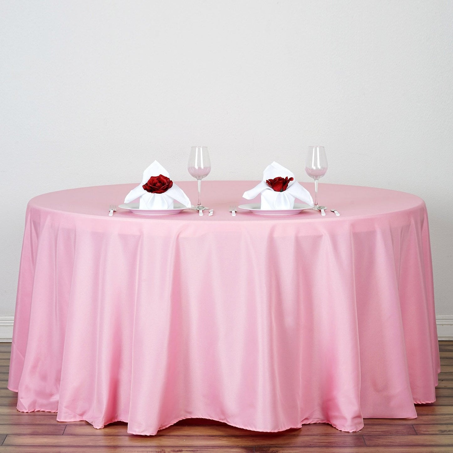 120" Tablecloth - Light Pink Round - (Rental)