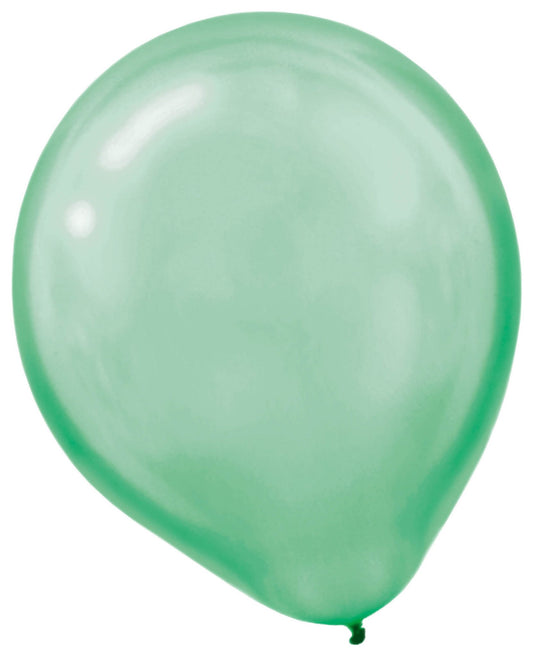 12" Festive Green Pearl Latex Balloons (15)