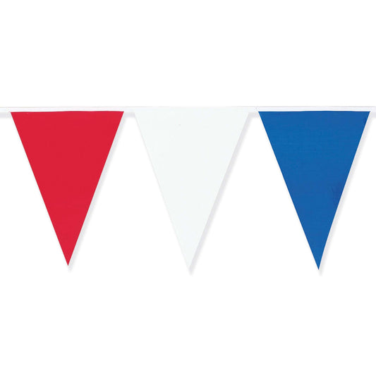 Red, White & Blue Plastic Large Outdoor Pennant Banner