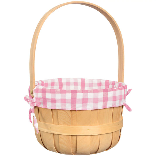 Round Wood Chip Basket - Pink