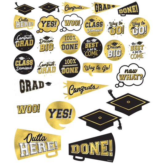 Grad Mega Value Pack Cutouts - Black, Silver, Gold (30)