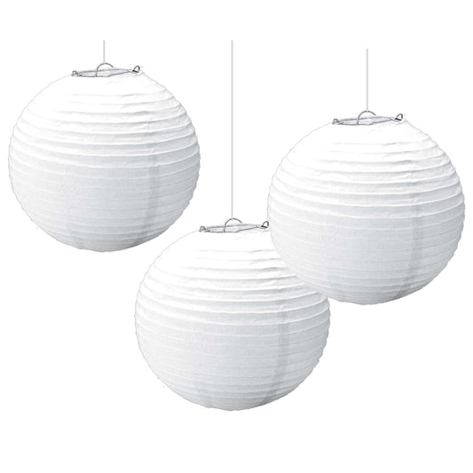 Frosty White Round Paper Lanterns (3)