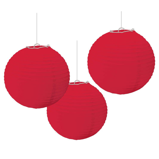 Apple Red Round Paper Lanterns (3)