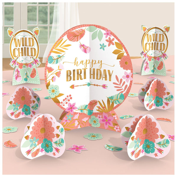 Boho Birthday Girl Table Centerpiece Decorating Kit
