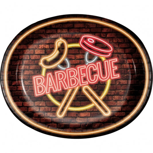 Neon Barbeque Dinner Plates (8)