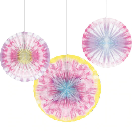 Tie Dye Party Paper Fans (3)