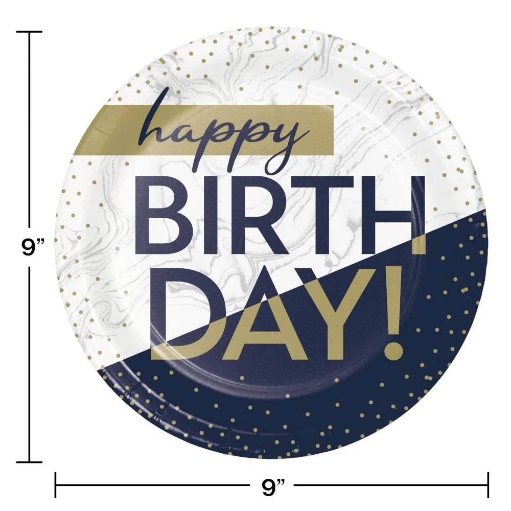 Navy & Gold Milestone HBD Lunch Plates (8)