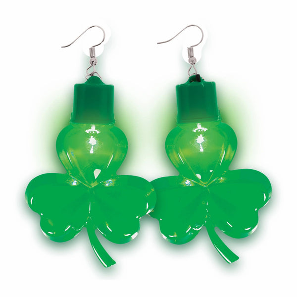St. Patrick's Day Light-Up Jumbo Shamrock Earrings