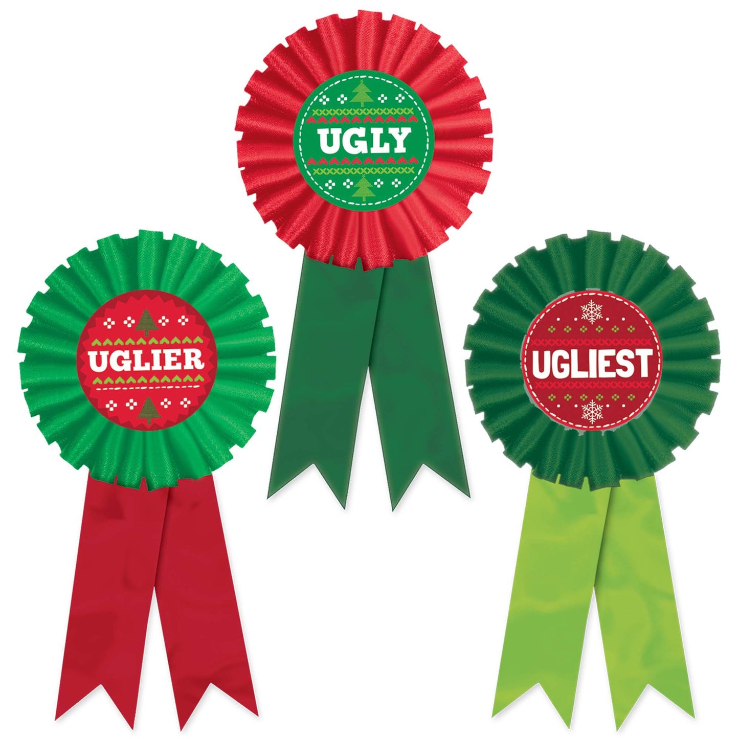 Ugly Sweater Contest Award Ribbon - Multi Pack (3)
