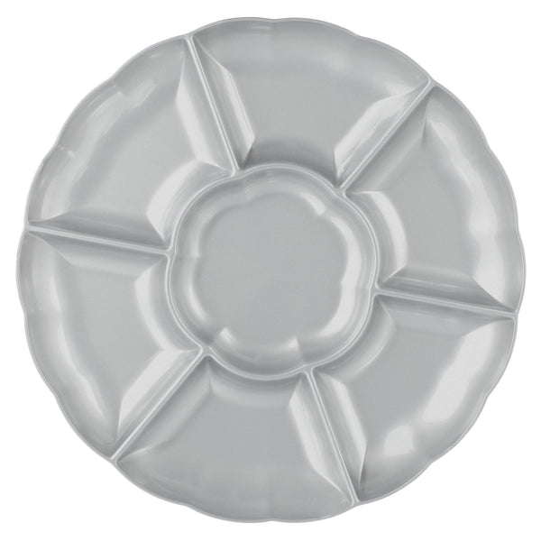 16" Compartment Chip & Dip Tray - Silver