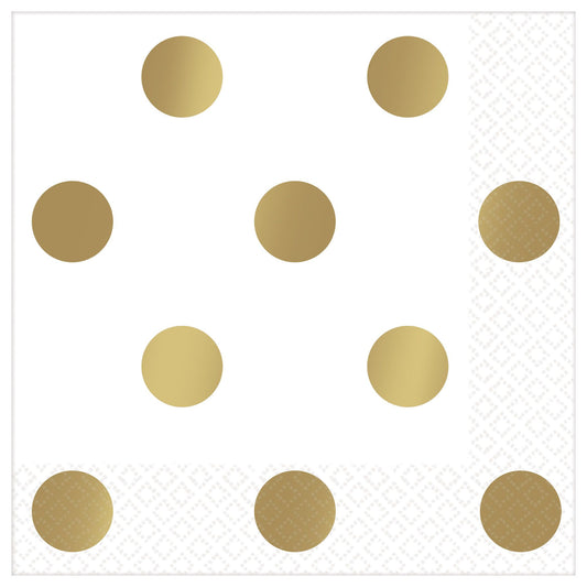 Metallic Dots Cake Napkins - Gold (16)