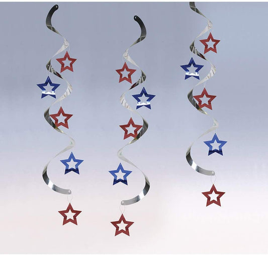 Patriotic Stars Dizzy Danglers, Multicolor (5)