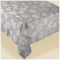 Grey Snowflake Fabric Table Cover