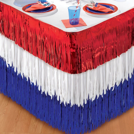 Patriotic Foil Fringe Table Skirt