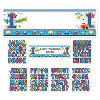 All Aboard Boy Train Car Truck 1st Birthday Party Decoration Giant Sign Banner