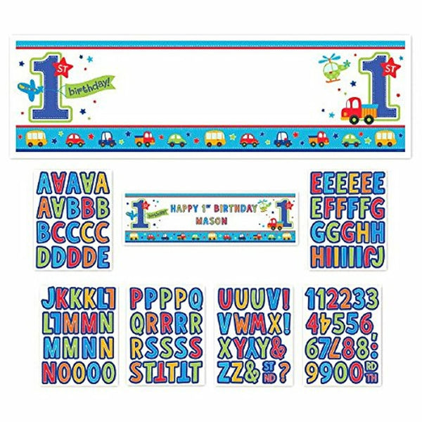 All Aboard Boy Train Car Truck 1st Birthday Party Decoration Giant Sign Banner