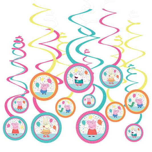 Peppa Pig Confetti Party Spiral Decoration Value Pack (12)