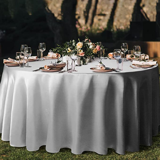 108" Satin Round Tablecloth - Light Silver (Rental)