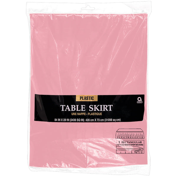 New Pink Solid Color Plastic Table Skirt