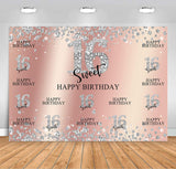 "Sweet 16" Birthday Backdrop - (Rental)