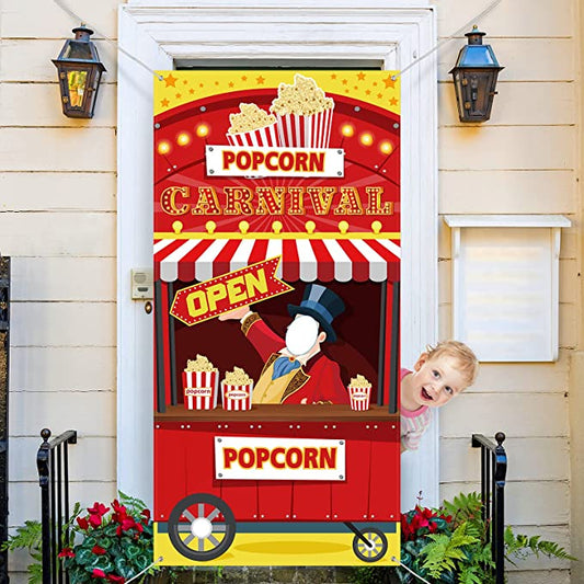 Carnival Circus Popcorn theme Ticket Booth Banner Backdrop - Rental