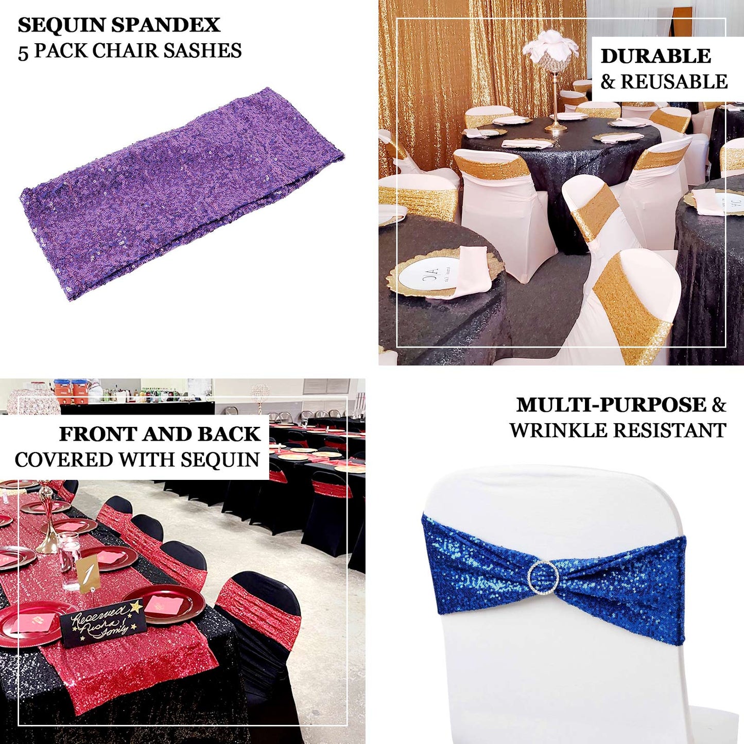 Chair Band - Gold Sequin Spandex (Rental)