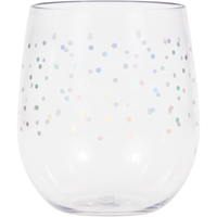 Plastic Stemless Wine Tumbler - Iridescent Dots
