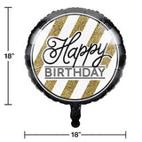 Happy Birthday Black and Gold - Mylar Balloon