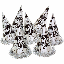 Happy New Year Party Hat (silver/black)