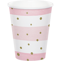 Pink & Gold Celebration Paper Cups (8)