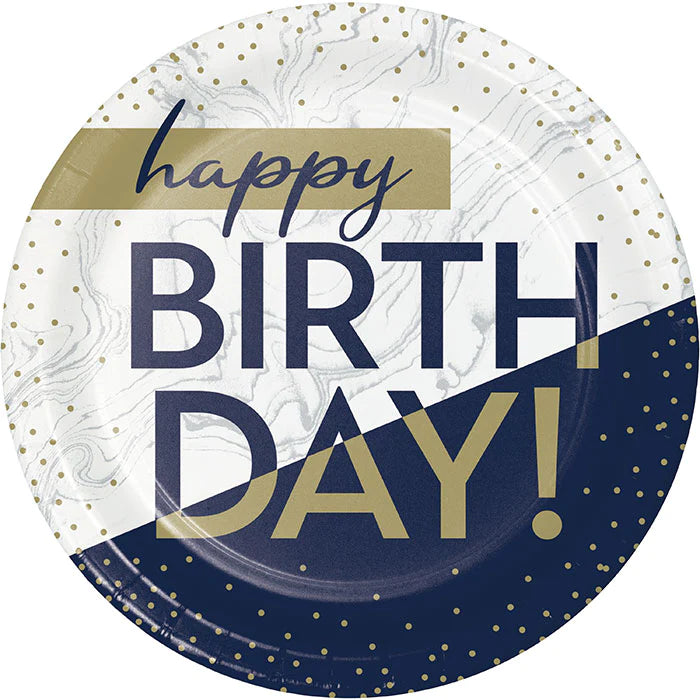 Navy & Gold Milestone HBD Lunch Plates (8)
