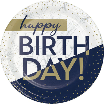 Navy & Gold Milestone HBD Lunch Plates (8)