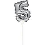 Self-Inflating Balloon Cake Topper - 5 Silver