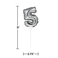 Self-Inflating Balloon Cake Topper - 5 Silver